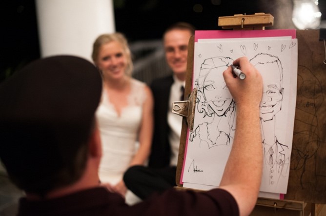 Artist drawing wedding couple