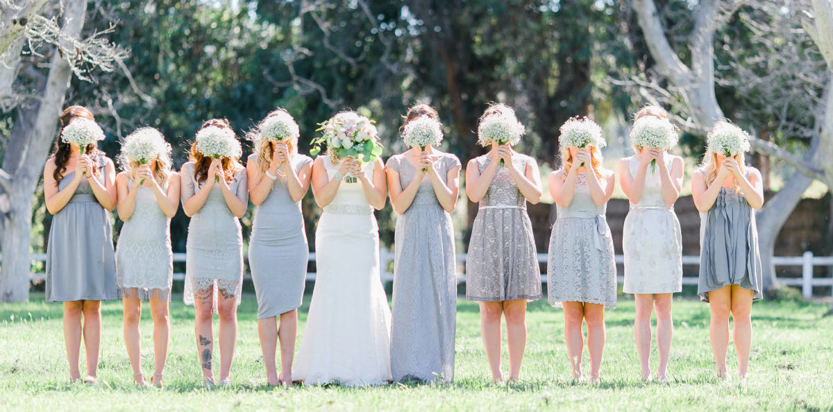 Bridal party with different dresses